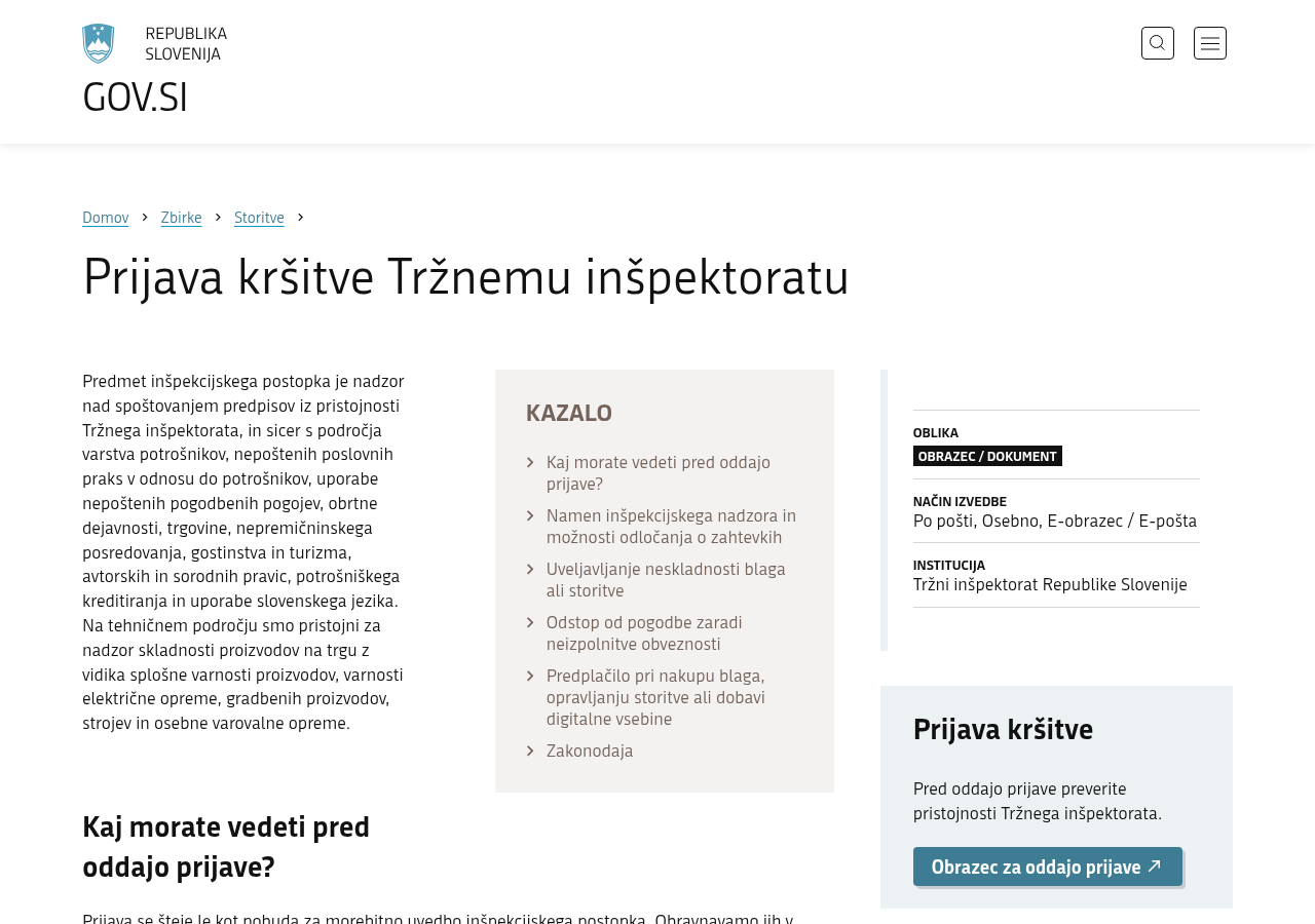 Zajem uradne poti za prijavo kršitve Tržnemu inšpektoratu