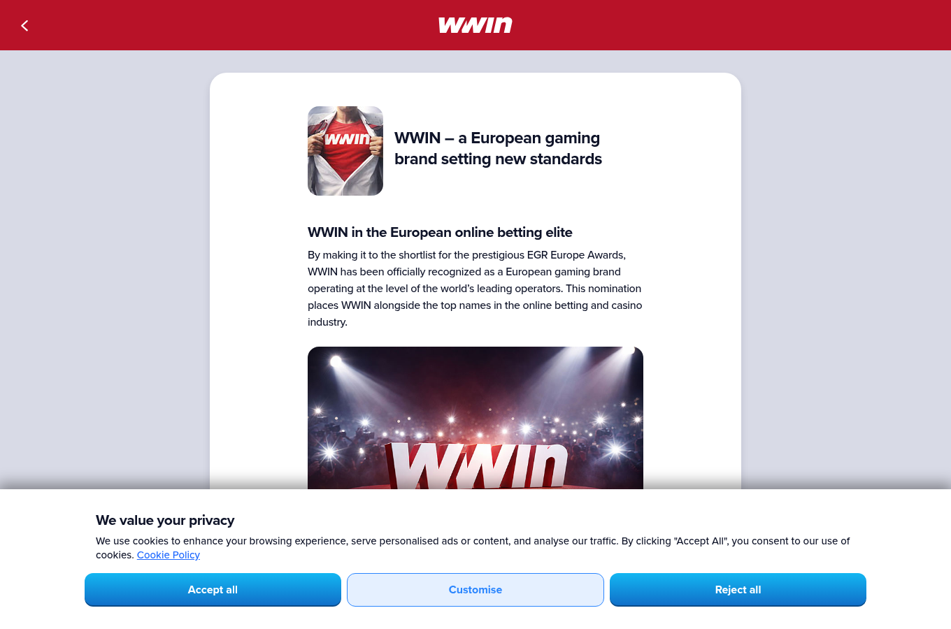 Zajem operaterjevega zapisa, ki povezuje znamko z domenama wwin.com in wwin.ba
